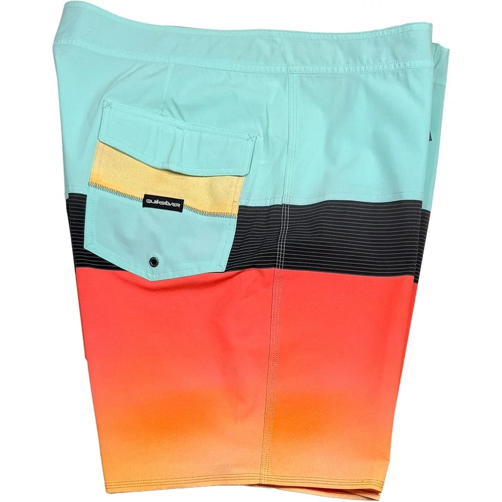 Quiksilver Surfsilk Panel Board Shorts - NWT Mens 40 Aqua /‎ Orange - #46732-D6